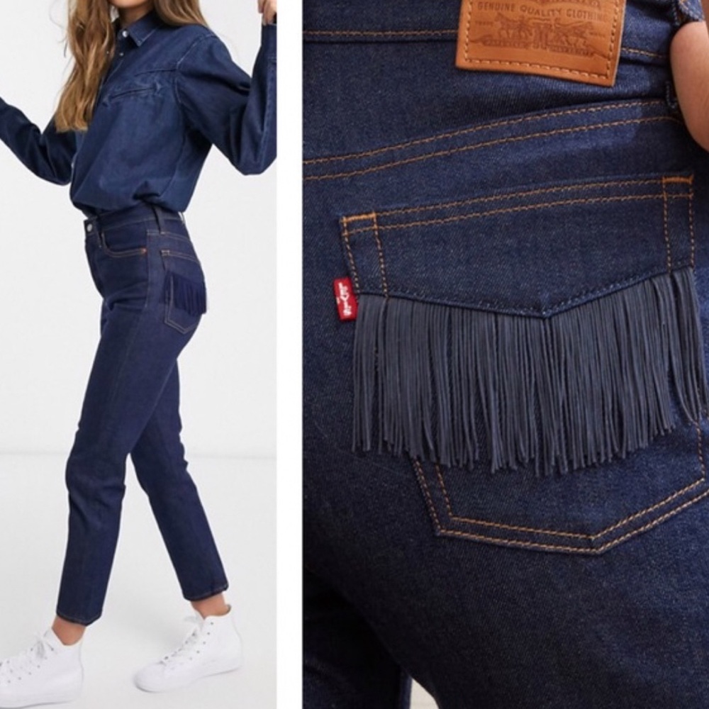 Levi's Dark Blue Fringe Pocket Jeans